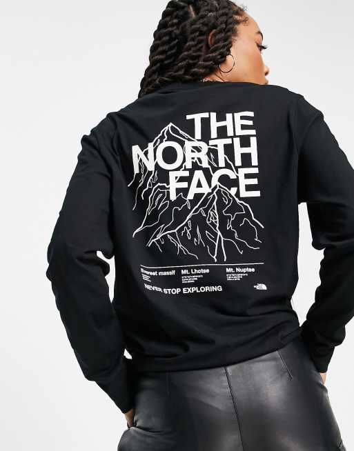 The North Face Mountain Outline boyfriend fit long sleeve tshirt in
