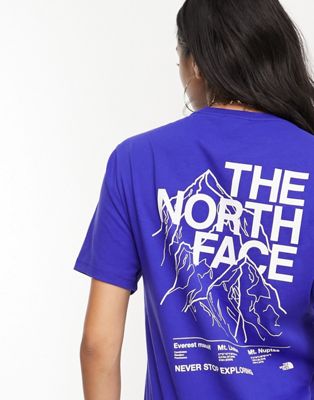 The North Face Mountain Outline boyfriend fit t-shirt in dark blue Exclusive at ASOS