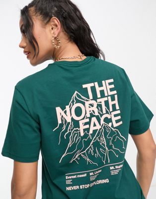 The North Face Mountain Outline boyfriend fit t-shirt in dark green Exclusive at ASOS