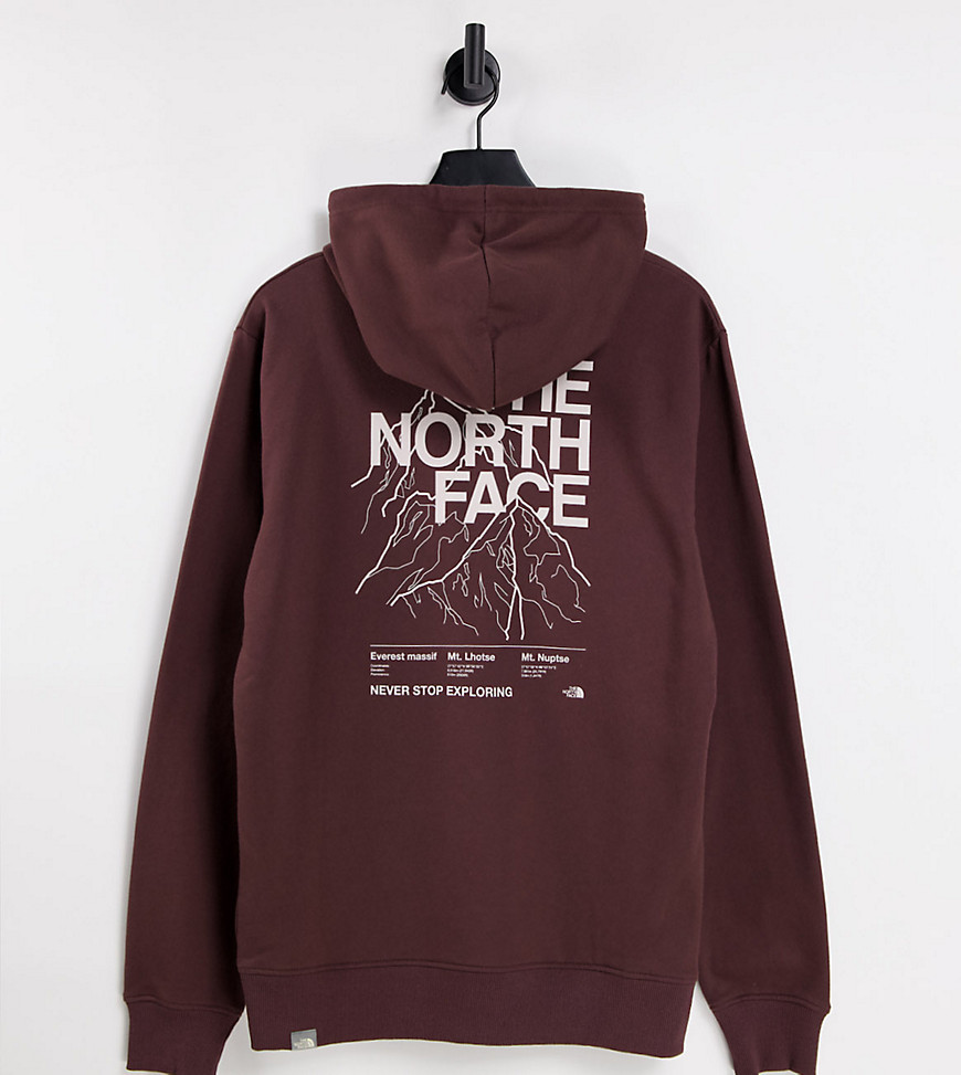 The North Face Mountain Outline hoodie in burgundy Exclusive at ASOS-Red