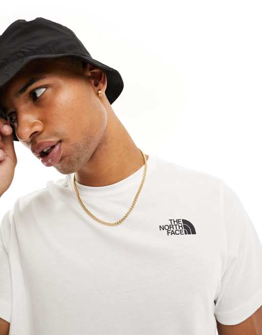 The North Face Mountain Outline T shirt bianca con stampa sul retro ASOS
