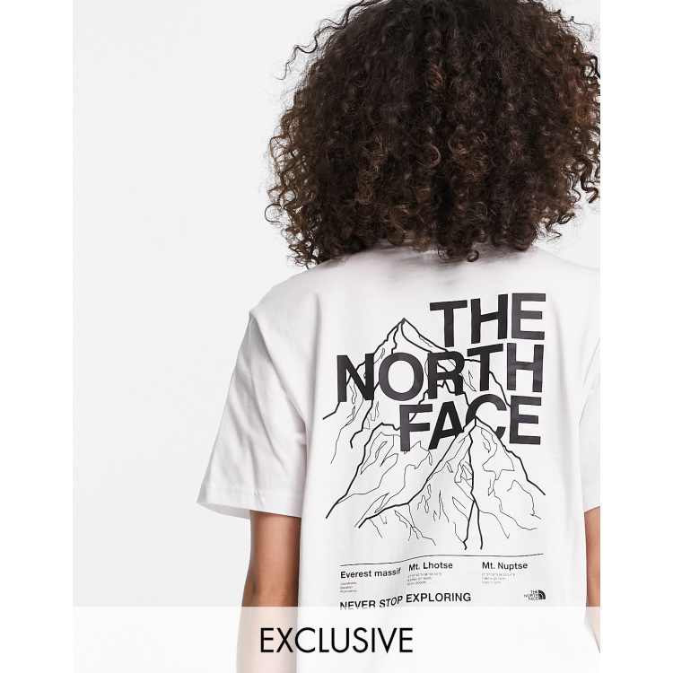 The North Face Mountain Outline back print long sleeve t-shirt in white  Exclusive at ASOS