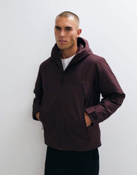 The North Face Mountain range down hooded jacket in deep burgundy - view 1