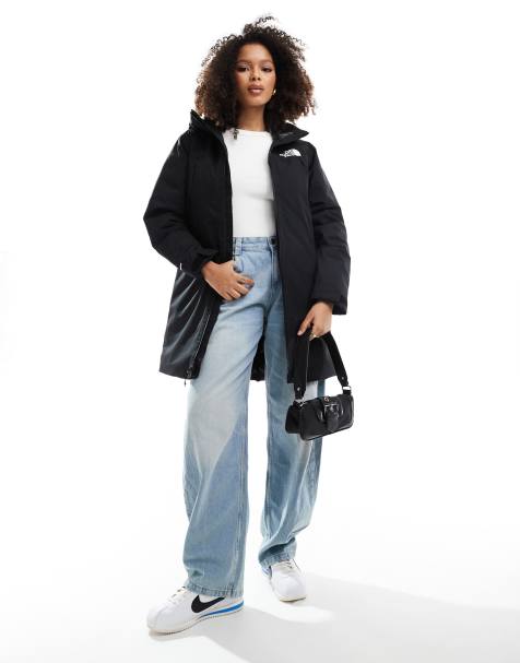 The North Face mountain range down parka jacket in black - view 1
