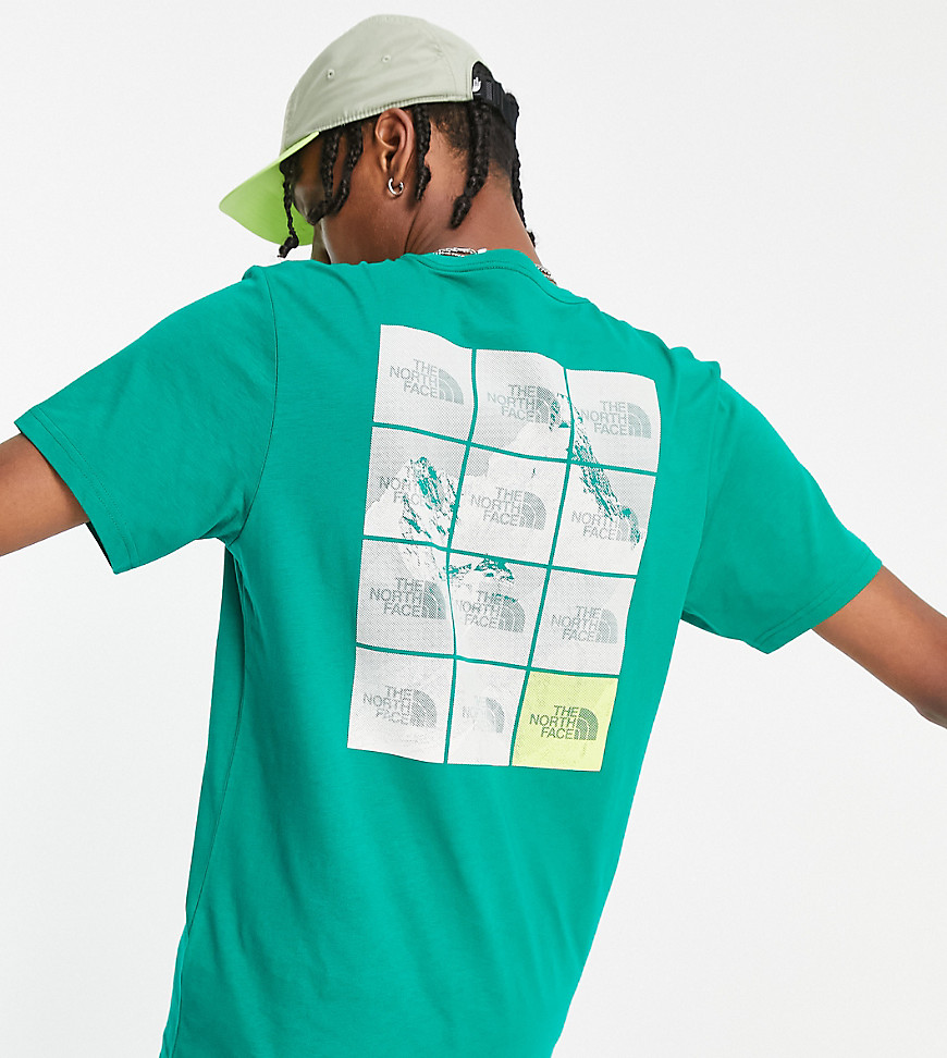 The North Face Mountain Repeat back print t-shirt in green Exclusive at ASOS