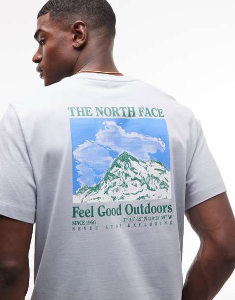 The North Face Mountain Scribble backprint t-shirt in grey
