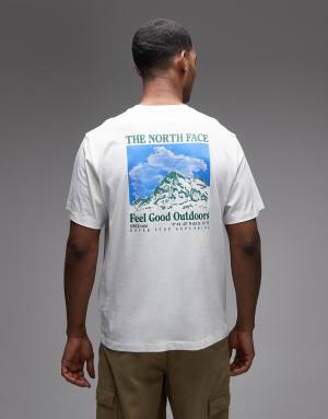 The North Face Mountain Scribble backprint t-shirt in white