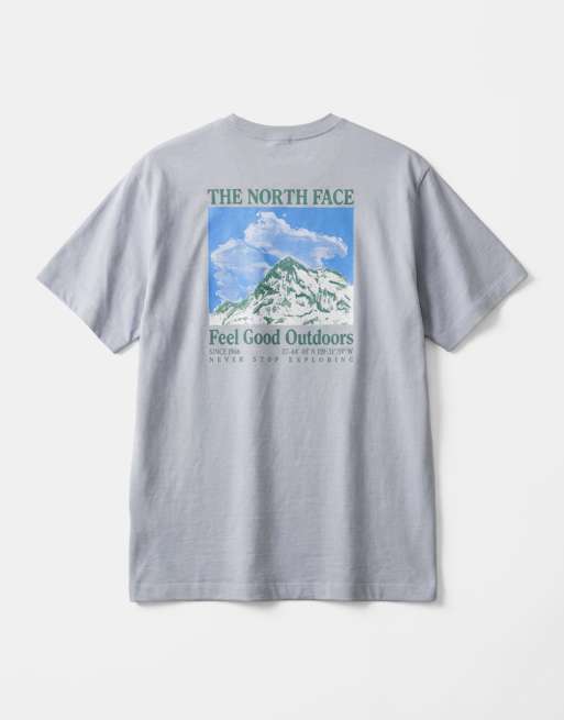 The North Face – Mountain Scribble – Szary T-shirt z nadrukiem na plecach, 6 z 7