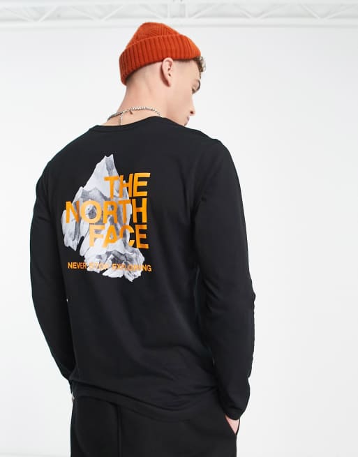 The North Face Mountain Shadow back print long sleeve t-shirt in black Exclusive at ASOS