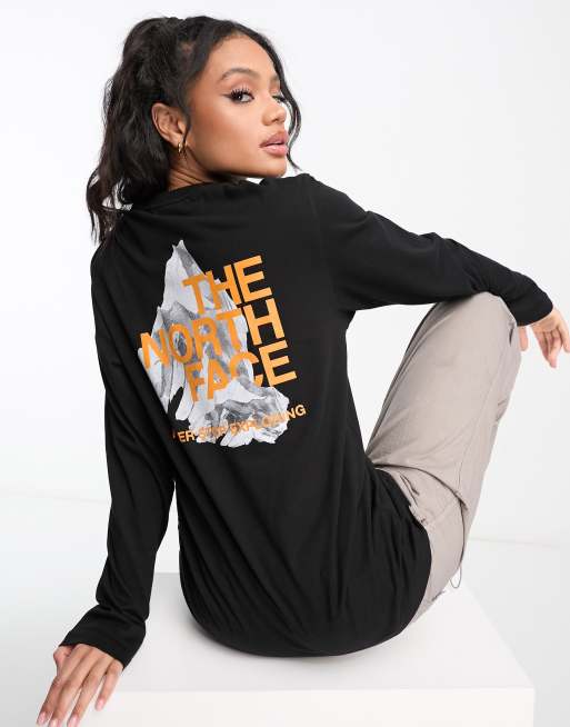 The North Face - Mountain Shadow - T-shirt met lange mouwen en print op de rug in zwart, exclusief bij ASOS