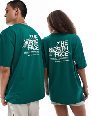 The North Face The North Face Mountain Sketch back print oversized t-shirt in green