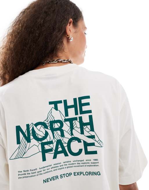 The North Face Mountain Sketch back print oversized t shirt in off white