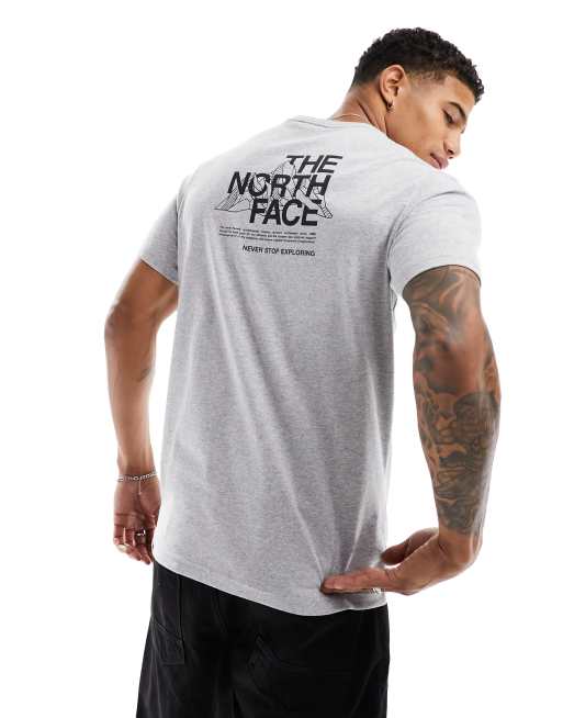 The North Face Vertical Topographic Back Print T-Shirt In Grey Exclusive At  ASOS