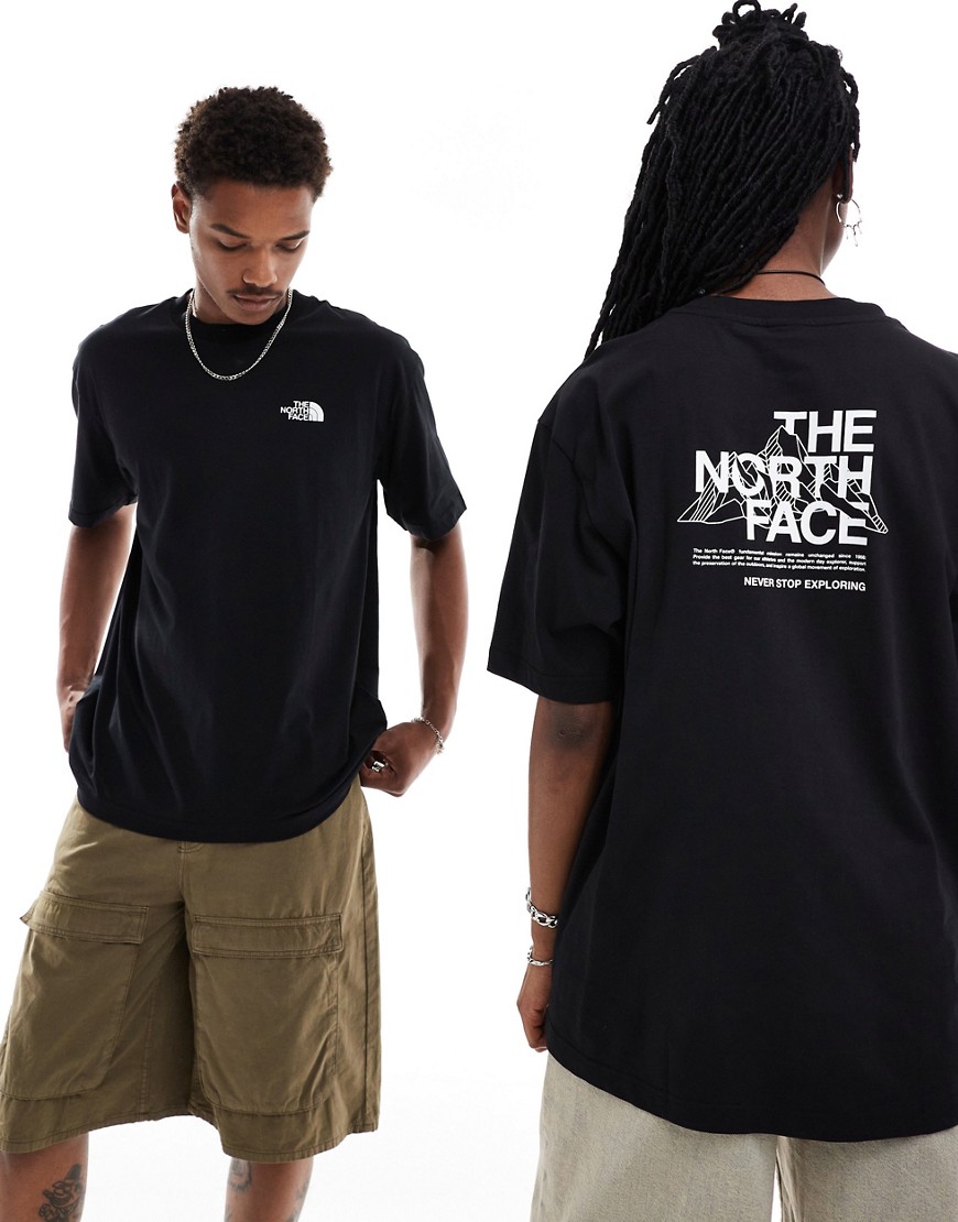 The North Face Mountain Sketch backprint oversized t-shirt in black