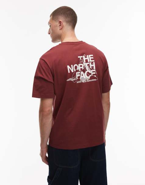 The North Face Mountain Sketch backprint oversized t-shirt in burgundy - view 1