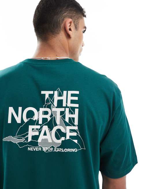 The North Face Mountain Sketch backprint oversized t-shirt in dark green