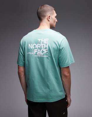 The North Face The North Face Mountain Sketch backprint oversized t-shirt in green