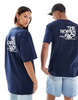 The North Face Mountain Sketch backprint oversized t-shirt in navy - view 1