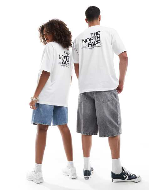 The North Face Mountain Sketch backprint oversized t-shirt in white - view 1