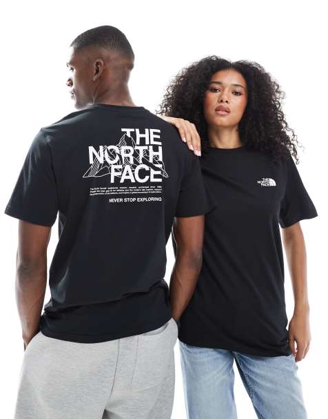 The North Face – Mountain Sketch – Czarny T-shirt unisex z nadrukiem na plecach - view 1