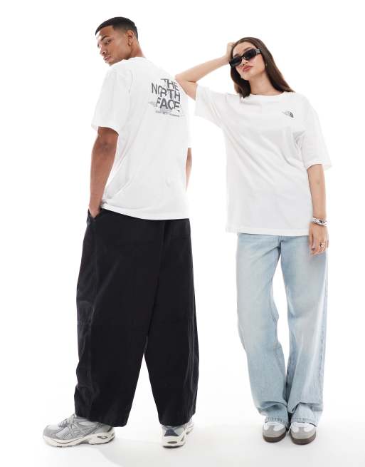 The North Face - Mountain Sketch - Hvid oversized T-shirt med rygprint, 4 af 4