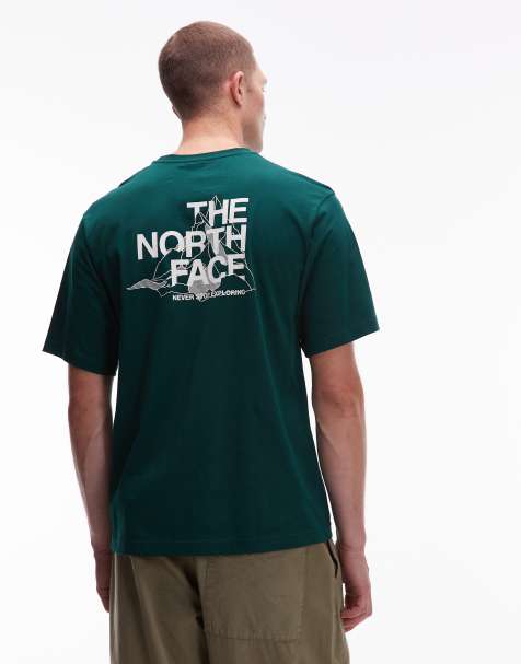 The North Face – Mountain Sketch – Oversize-T-Shirt in Dunkelgrün mit Rückenprint - view 1