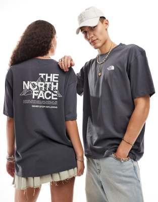 The North Face - Mountain Sketch - Oversize-T-Shirt in verwaschenem Grau mit Rückenprint