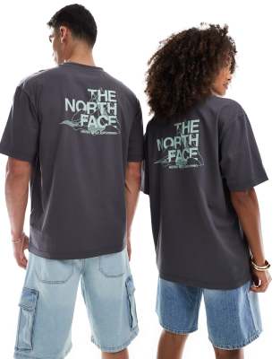 The North Face - Mountain Sketch - Oversize-T-Shirt in verwaschenem Grau mit Rückenprint