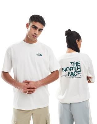 The North Face - Mountain Sketch - Oversize-T-Shirt in Wollweiß mit Rückenprint