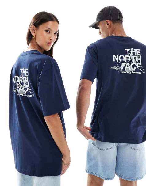 The North Face - Mountain Sketch - Oversized t-shirt med print på ryggen i marineblå - view 1