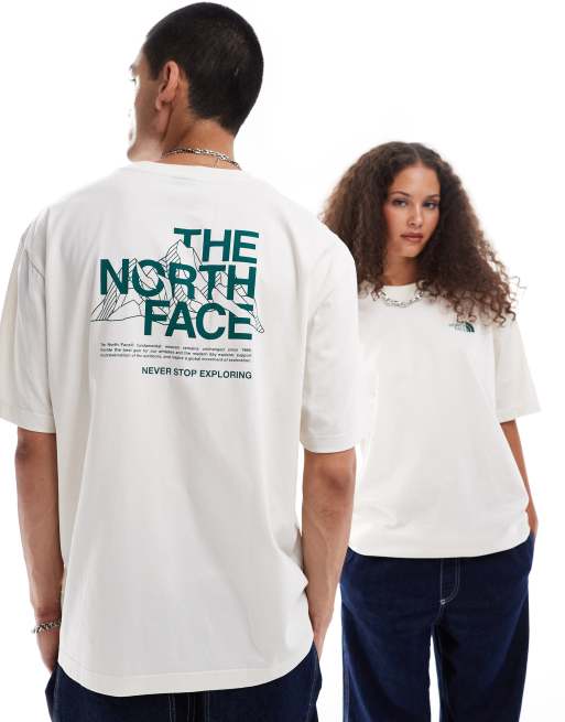 The North Face - Mountain Sketch - Oversized T-shirt met print op de achterkant in gebroken wit