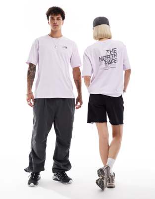The North Face - Mountain Sketch - Oversized T-shirt met print op de achterkant in lila
