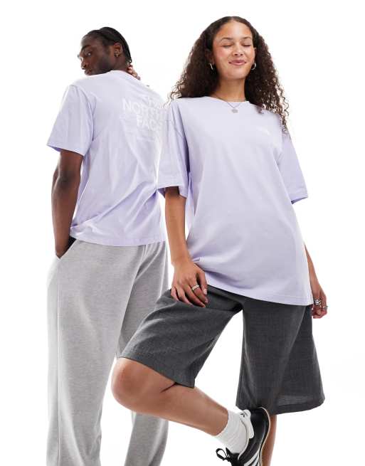 The North Face - Mountain Sketch - Oversized T-shirt met print op de achterkant in lila