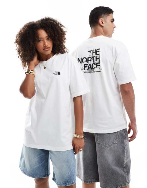 The North Face - Mountain Sketch - Oversized T-shirt met print op de achterkant in wit, 2 van 4