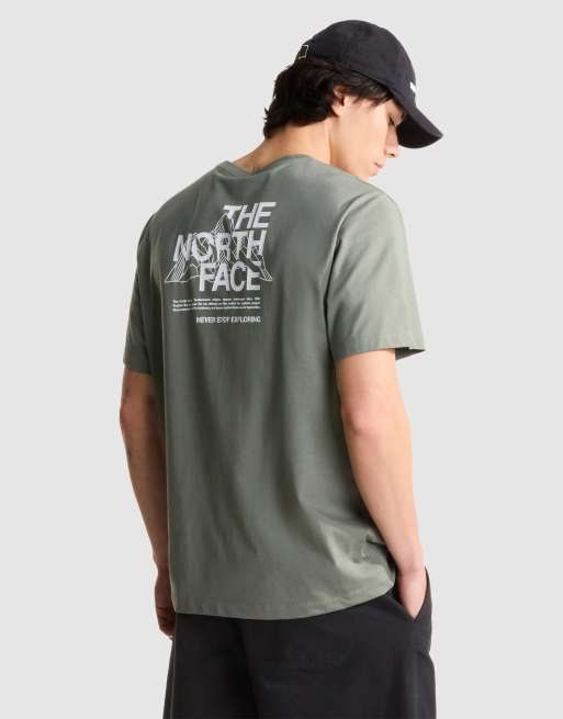 The North Face - Mountain Sketch - Ruimvallend T-shirt in groen en wit, 2 van 4