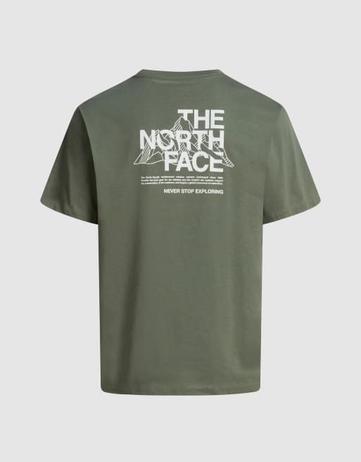 The North Face - Mountain Sketch - Ruimvallend T-shirt in groen en wit, 4 van 4