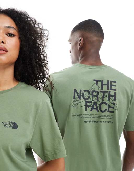 The North Face - Mountain Sketch - T-shirt unisexe imprimé au dos - Vert, 4 de 4