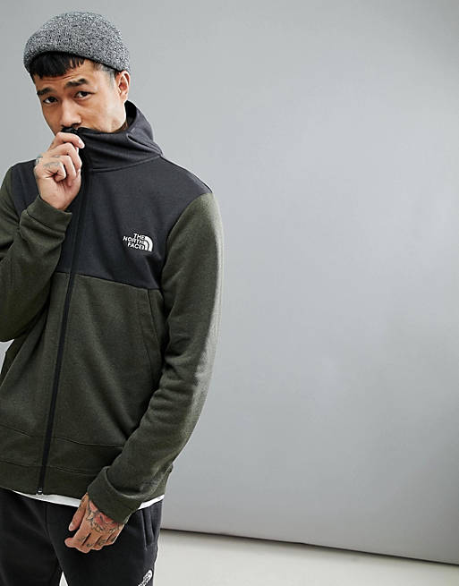 The North Face Mountain Tech Full Zip Hoodie 2 Tone In Green/Black 