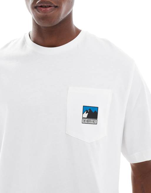 The North Face – Mountain – Vit t-shirt med logga på bröstfickan, 5 av 5