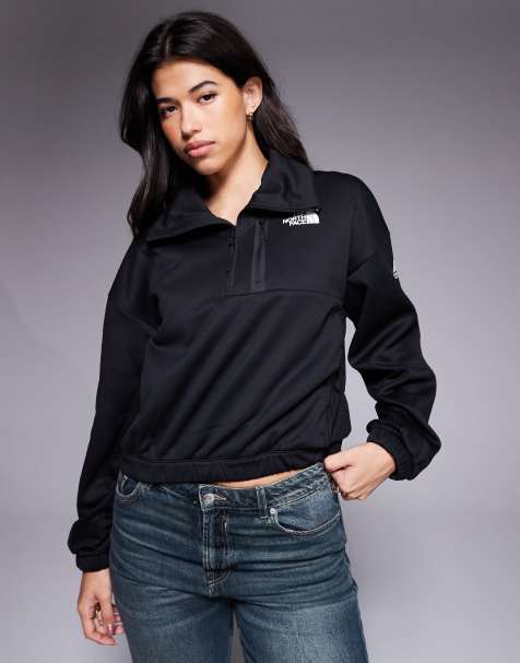 The North Face Mountains Athletics fleece interest 1/4 zip jacket in black - view 1