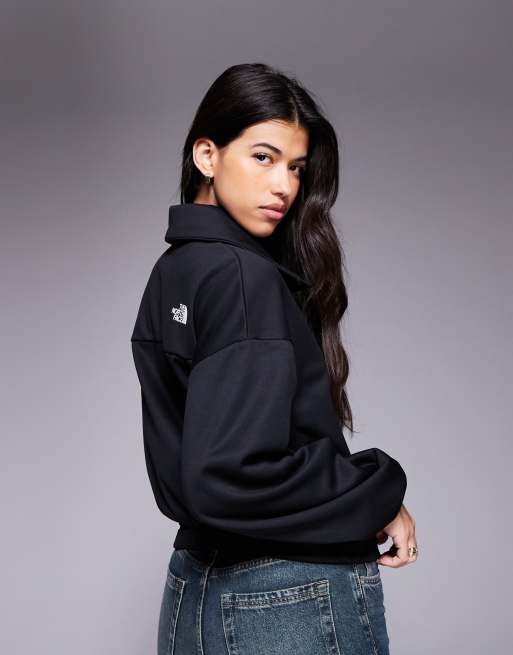 The North Face Mountains Athletics fleece interest 1/4 zip jacket in black, 2 of 4