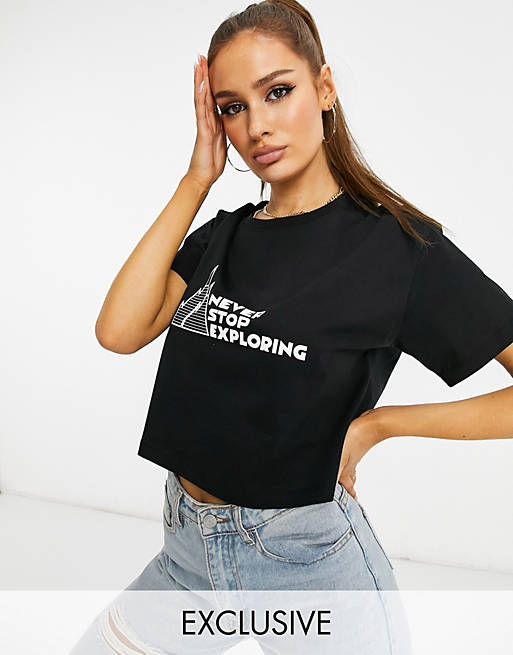 The North Face MTN crop t-shirt in black Exclusive at ASOS