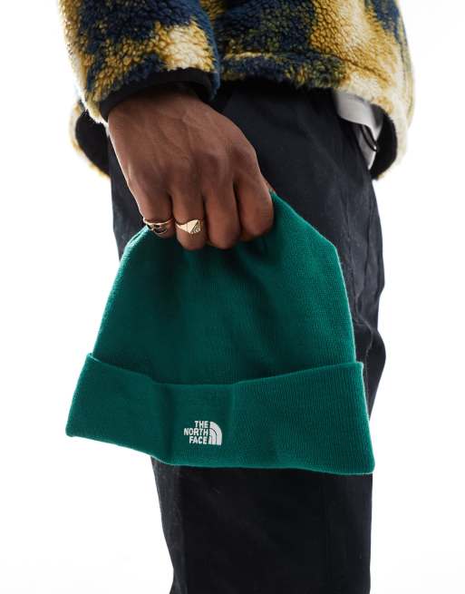 The North Face Norm logo beanie hat in green ASOS
