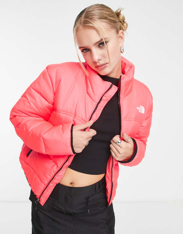 The North Face NSE 2000 puffer jacket in bright coral