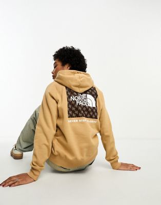 The North Face NSE Box hoodie in monogram light brown