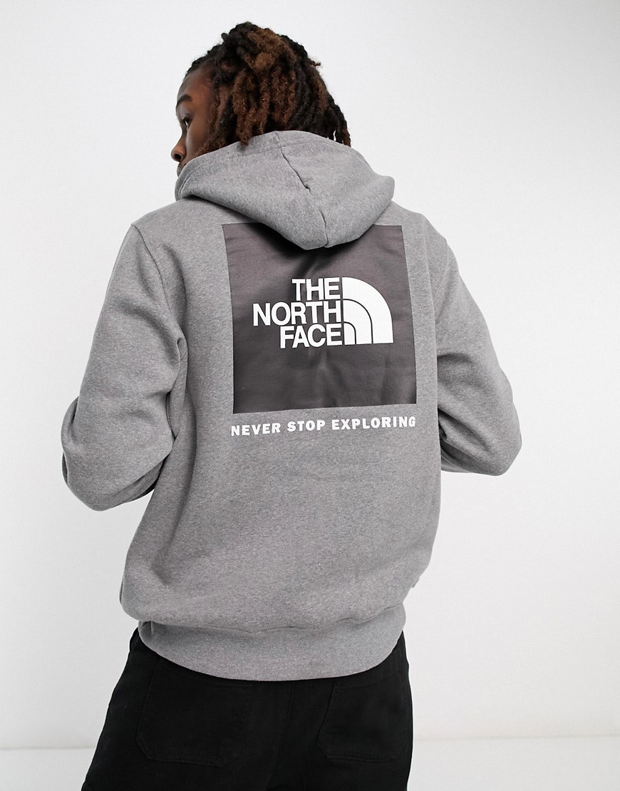The North Face Box Nse Back Print Hoodie In Gray