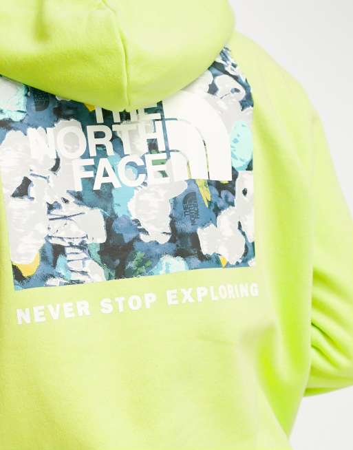 The North Face NSE Box print logo hoodie in neon yellow