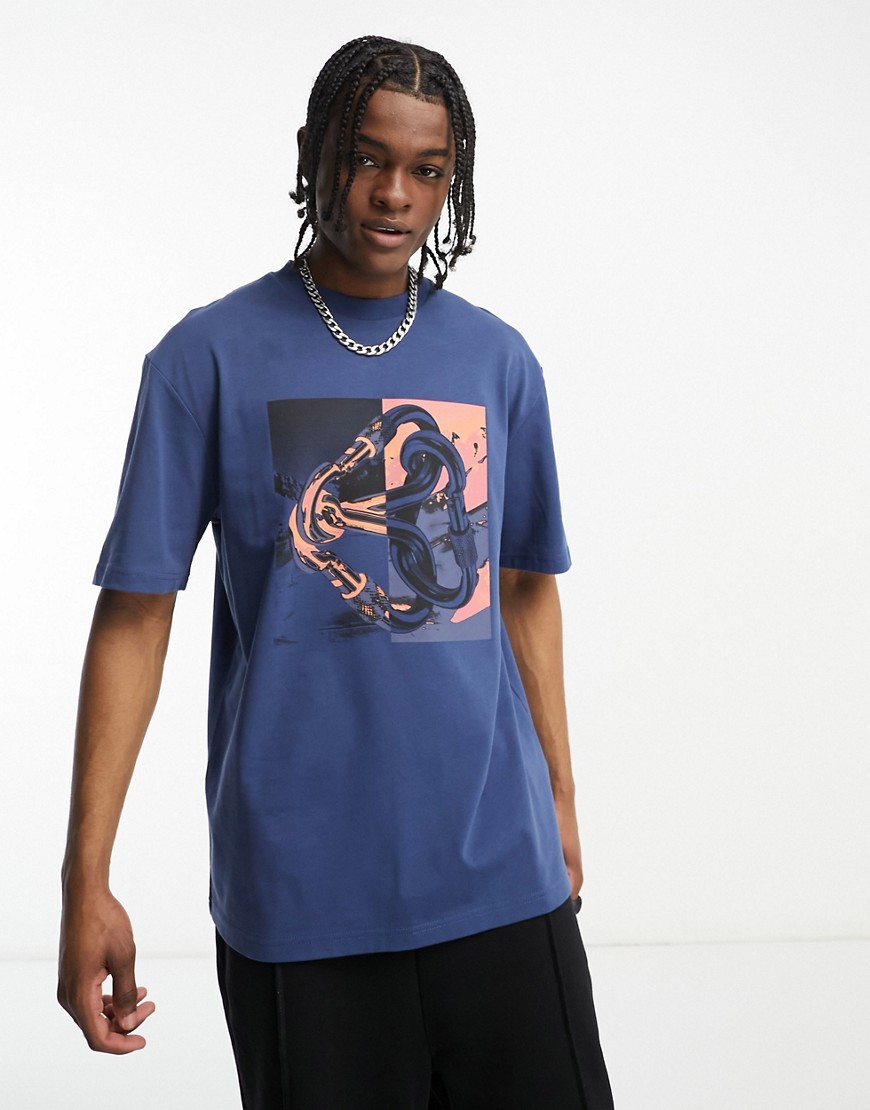 The North Face NSE Carabiner chest graphic heavyweight oversized t-shirt in navy