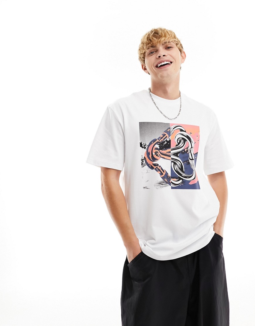 The North Face NSE Carabiner chest graphic heavyweight oversized t-shirt in white