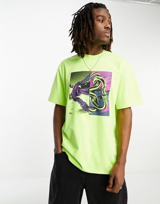 The North Face NSE Carabiner chest graphic heavyweight oversized t-shirt in yellow - ASOS Price Checker